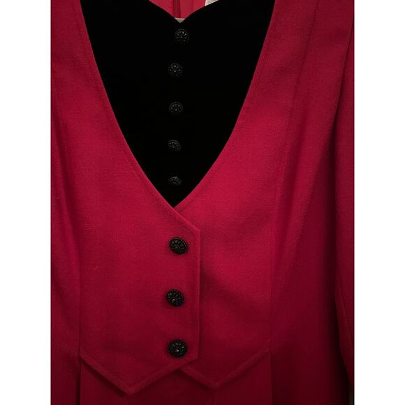 Badgley Mischka Women's Vintage Burgundy Black 100% Wool Dress Size 10 Designer - Picture 5 of 10